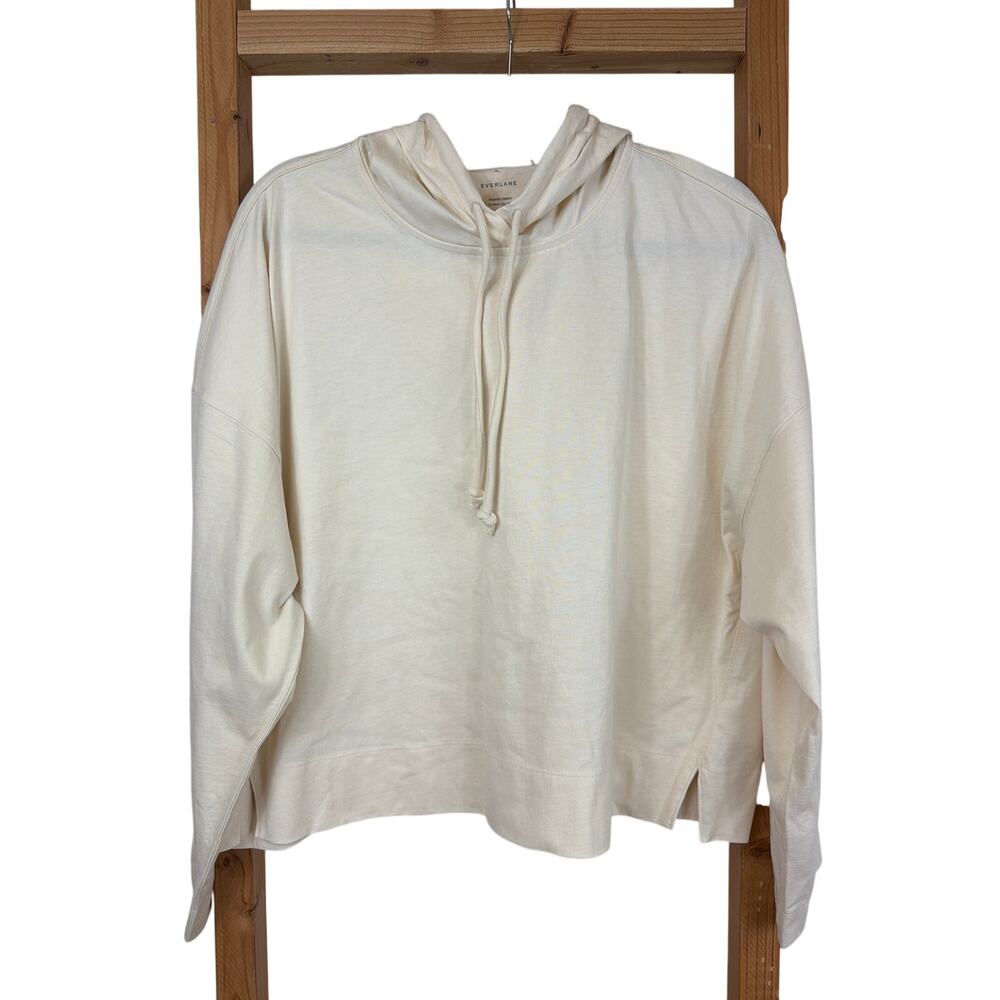 NWT Everlane Cream Long Sleeve Cropped Hoodie Side Slits XL